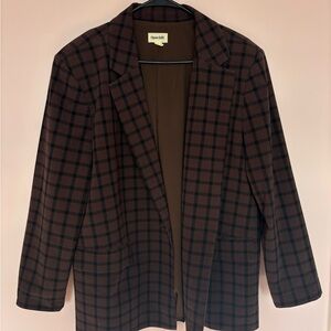 Open Edit Nordstrom Women's Brown Plaid Blazer